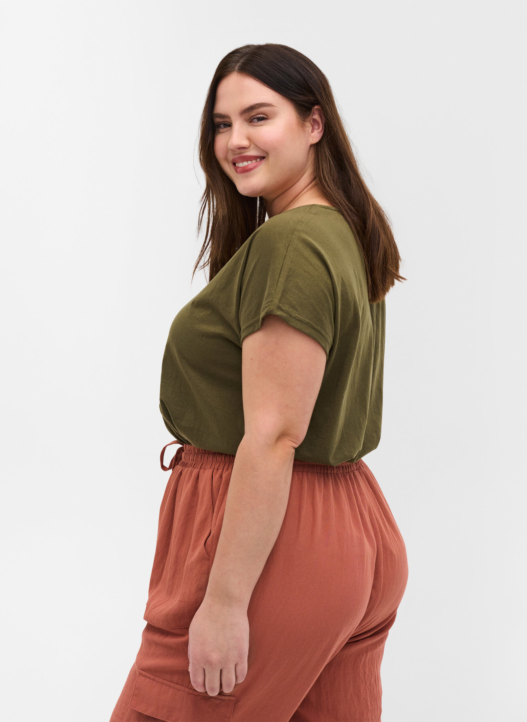 Zizzi T-paita puuvillasekoitteesta, Ivy Green, Model image number 2