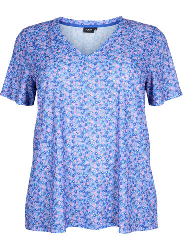 FLASH - T-paita kuosilla ja v-aukolla, Blue Rose Ditsy, Packshot image number 0