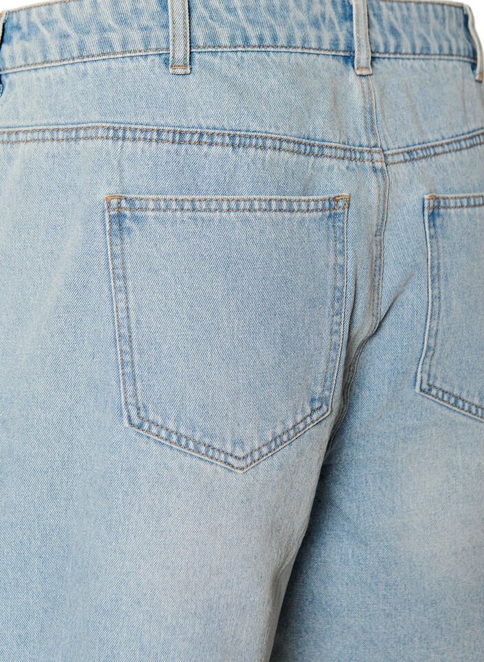 Denimskortsit kietaisuefektill&auml; ja korkealla vy&ouml;t&auml;r&ouml;ll&auml;, Sininen, Packshot image number 3