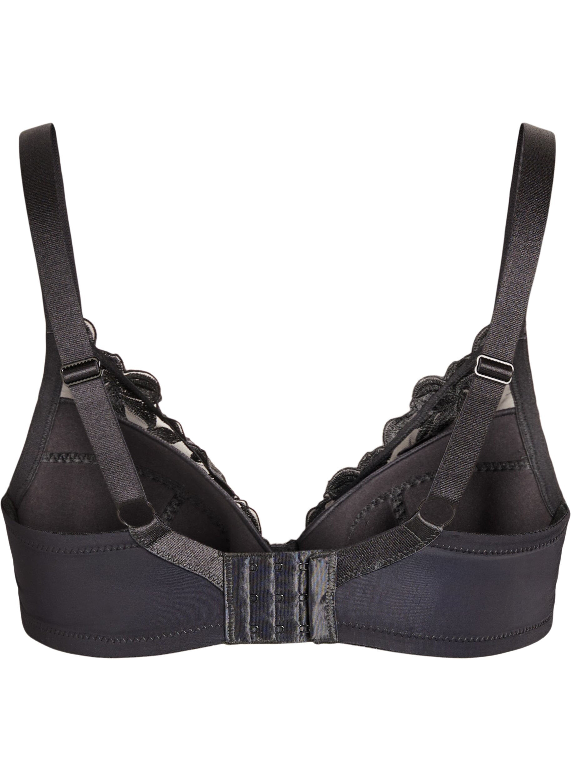 Zizzi Topatut kirjaillut kaarituelliset rintaliivit, Musta, Packshot image number 1