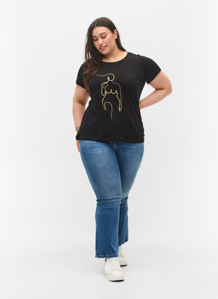 Puuvilla t-paita kuosilla, Black w. Gold Foil , Model image number 2
