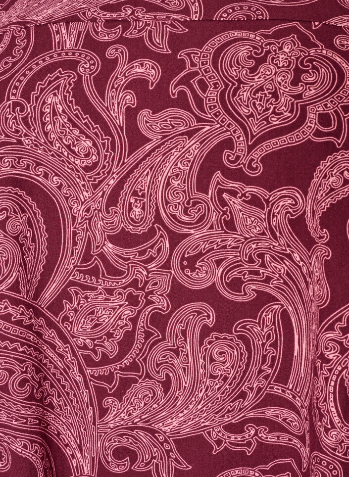 Lyhyt puuvillamekko joustavalla helmalla ja pitk&auml;t hihat, Tumma Bordeaux, Packshot image number 2