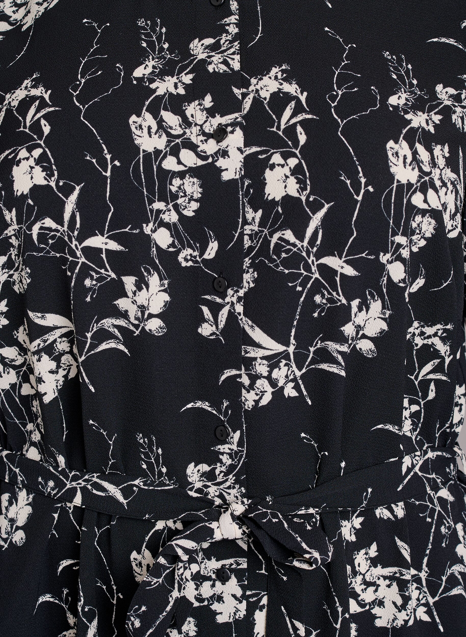 Zizzi Pitk&auml;hihainen paitamekko solmittavalla vy&ouml;ll&auml;, Musta, Packshot image number 2