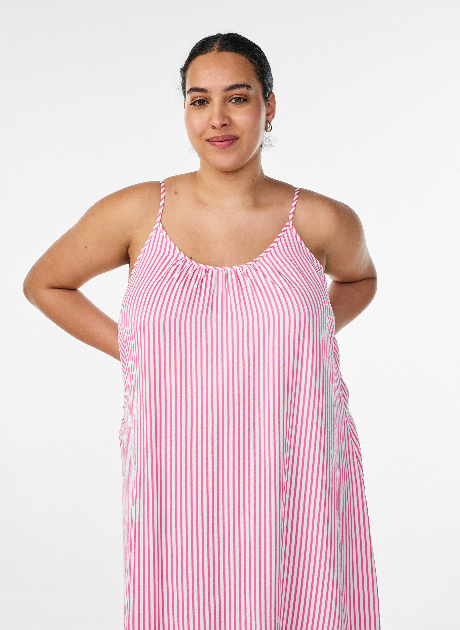 ZizziRaidallinen ja A-linjainen kes&auml;mekko, Vaaleanpunainen, Model image number 2