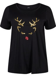 Jouluinen t-paita puuvillasta, Black Reindeer