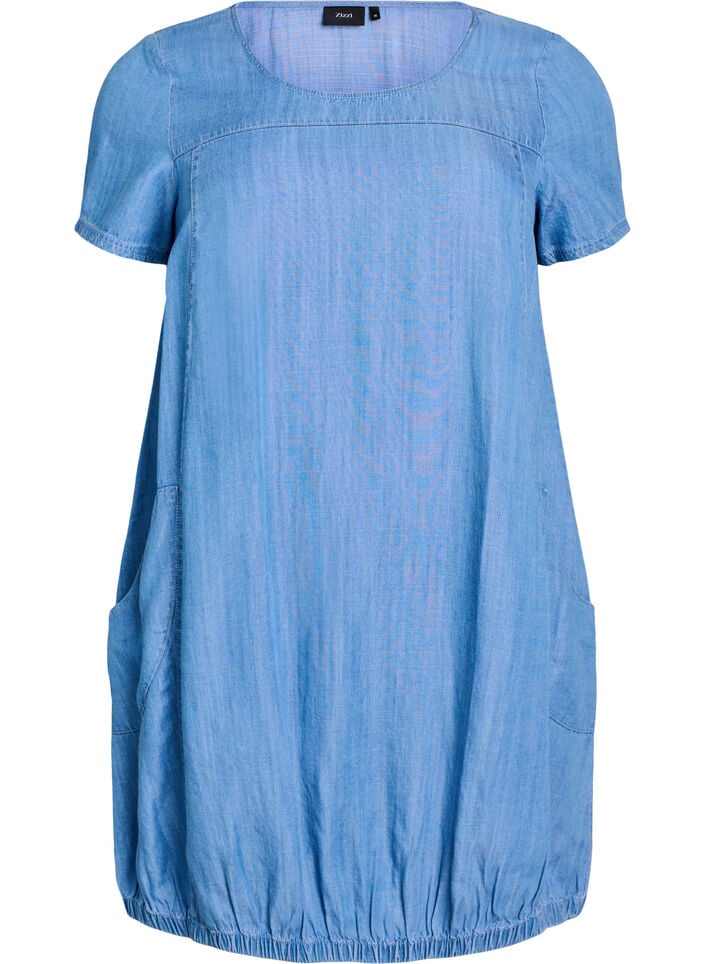 Lyocell -denimist&auml; valmistettu lyhyt mekko pallomaisella istuvuudella, Sininen, Packshot image number 0