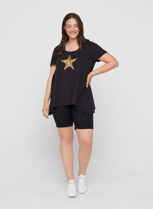 Lyhythihainen a-mallinen t-paita puuvillasta, Black STAR, Model image number 2