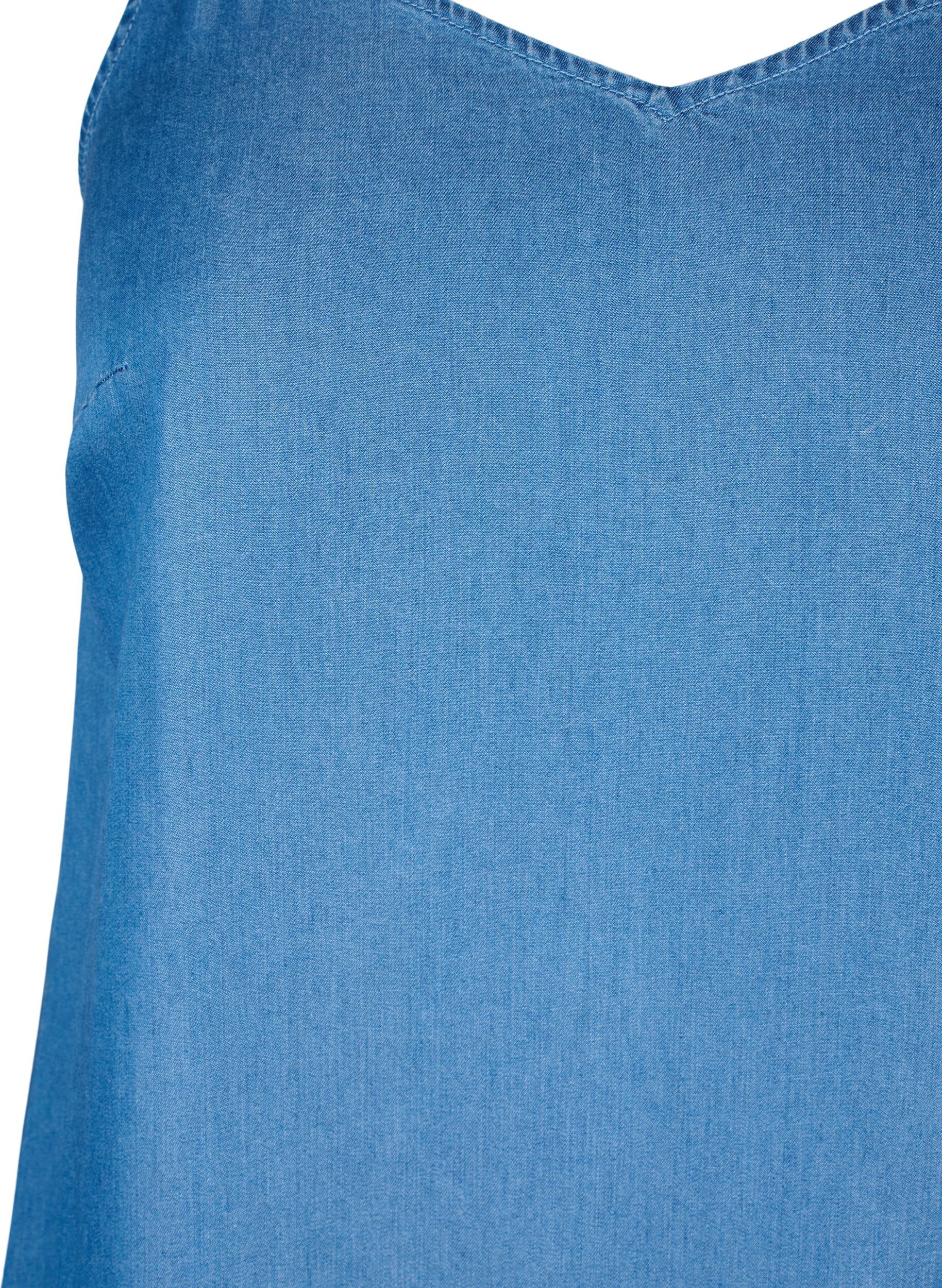 Zizzi Midimittainen farkkumekko spagettiolkaimilla, Sininen, Packshot image number 2