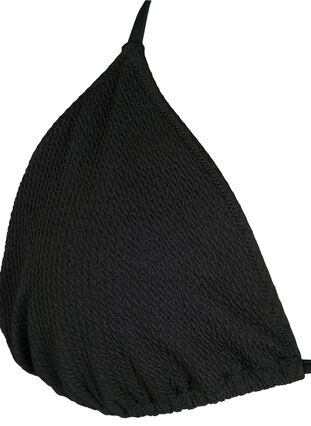Kreppikuosiset kolmiomalliset bikinirintaliivit, Black, Packshot image number 2