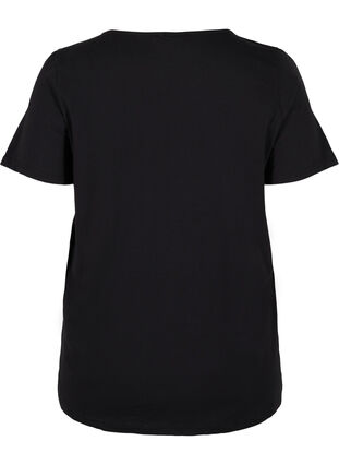 Lyhythihainen t-paita pitsillä, Black, Packshot image number 1