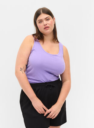 Yksivärinen perus paita puuvillasta, Paisley Purple, Model image number 0