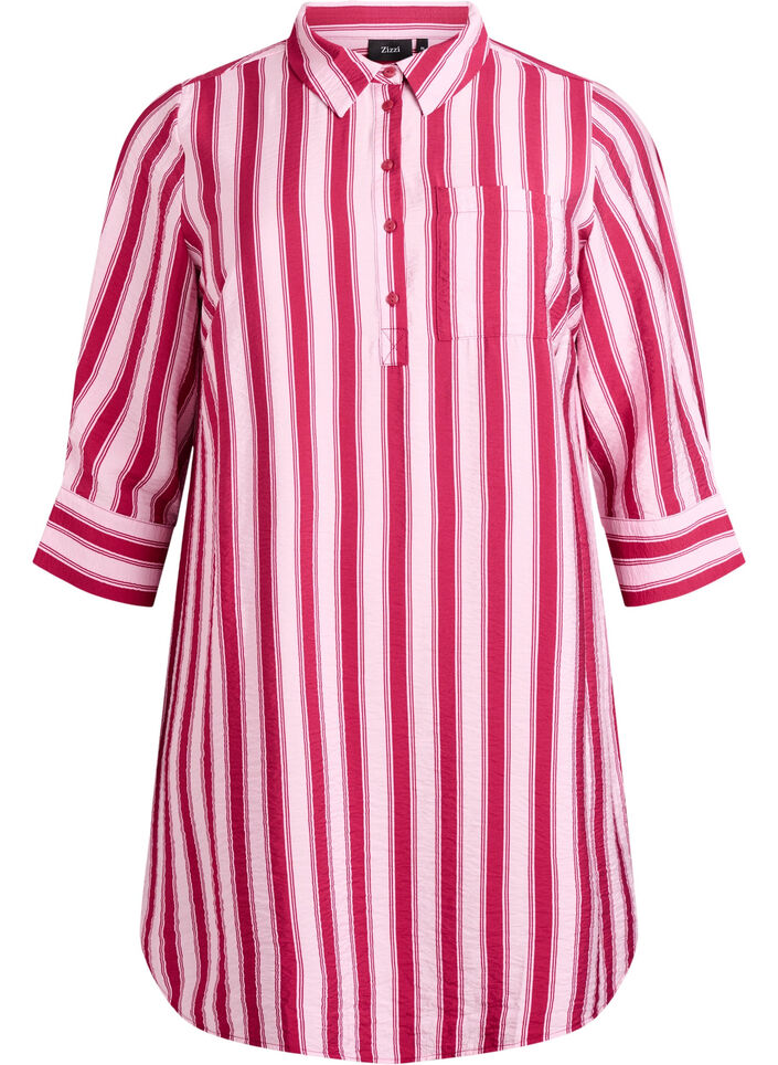 Lyhyt mekko kauluksella ja rintataskulla, Vaaleanpunainen, Packshot image number 0