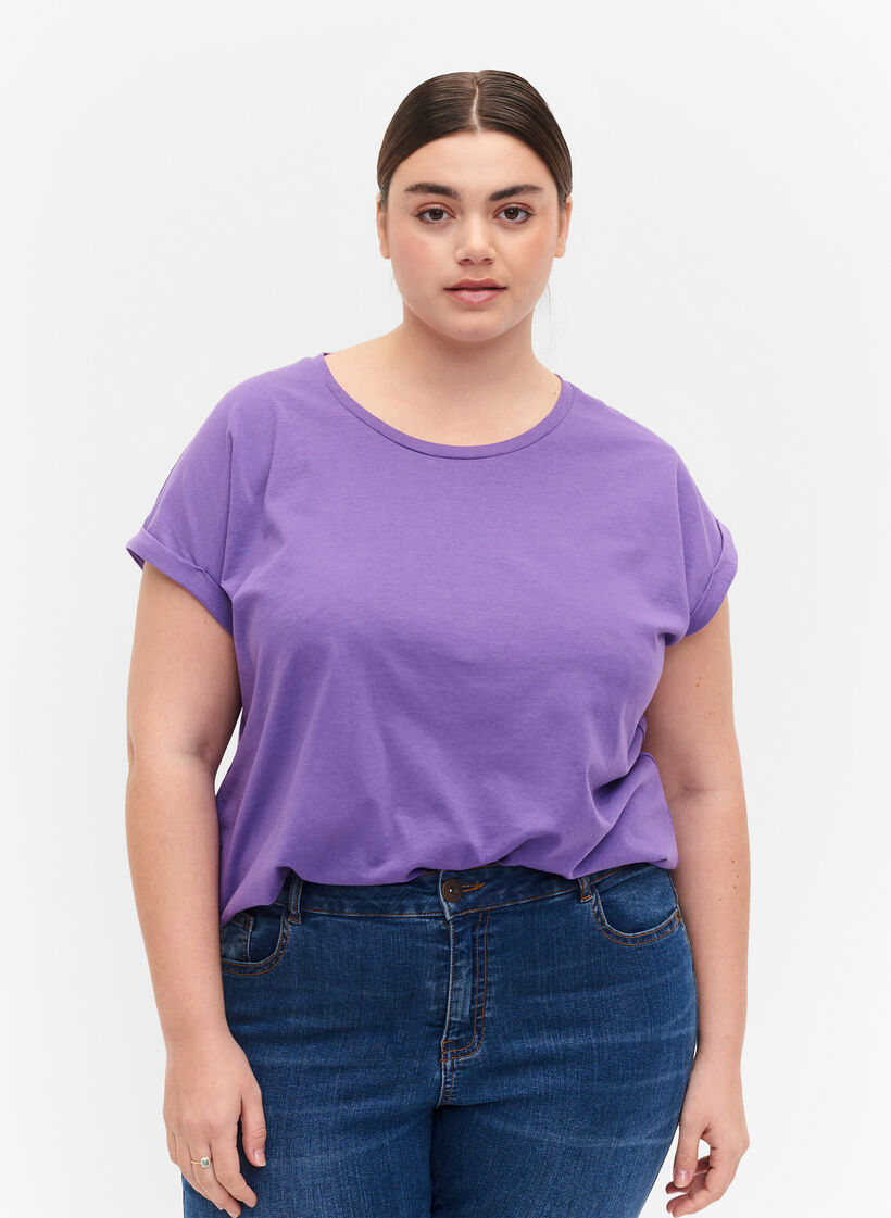 Lyhythihainen t-paita puuvillasekoitteesta, Deep Lavender, Model