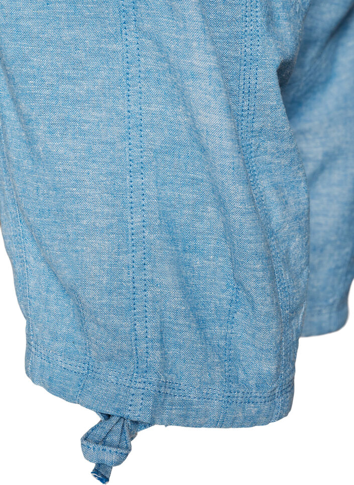 Puuvilla- ja pellavacaprit joustavalla vy&ouml;t&auml;r&ouml;ll&auml; ja kiristysny&ouml;rill&auml;, Sininen, Packshot image number 3