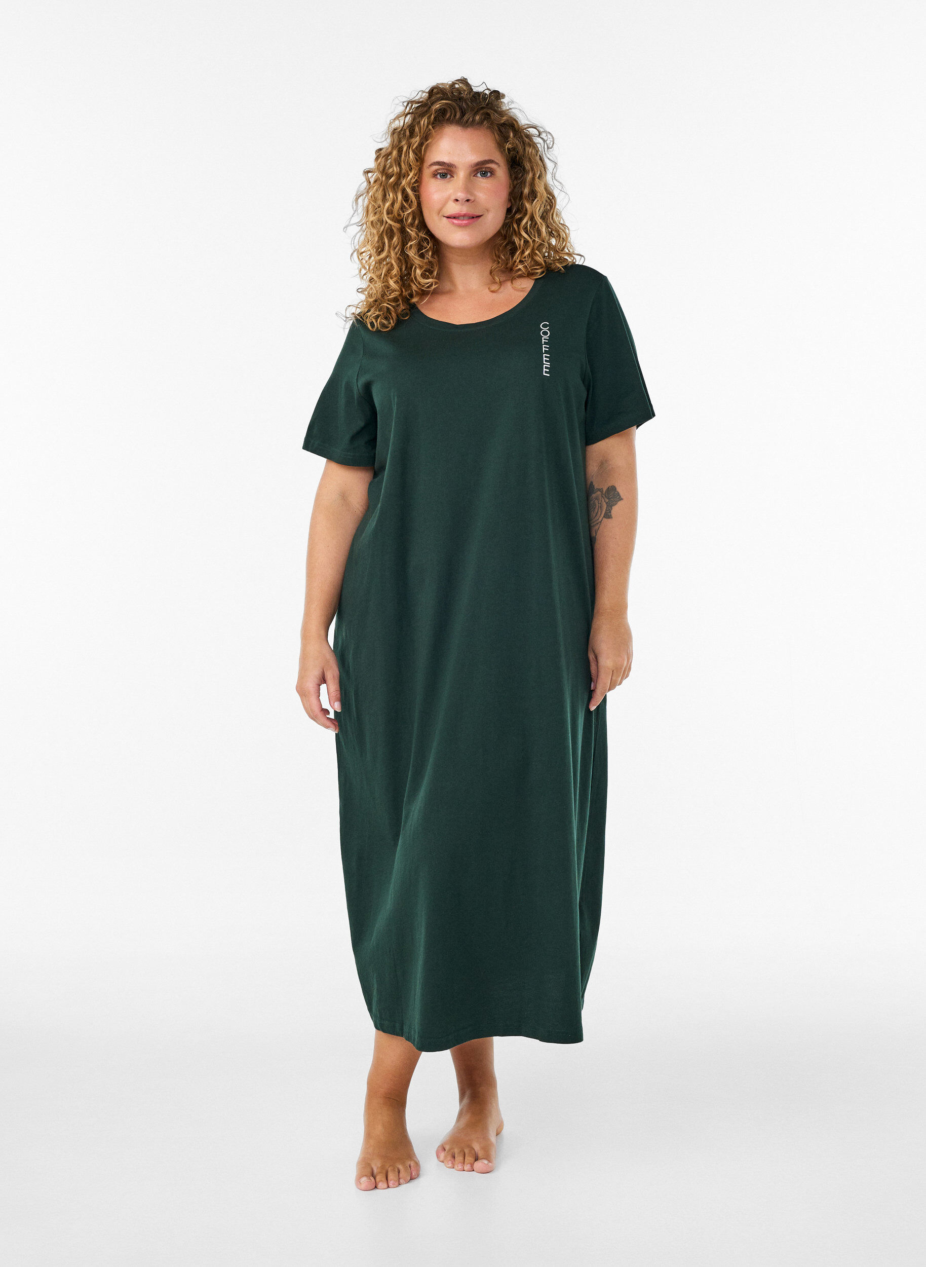 ZizziMidi-y&ouml;paita luomupuuvillasta, Vihre&auml;, Model image number 0