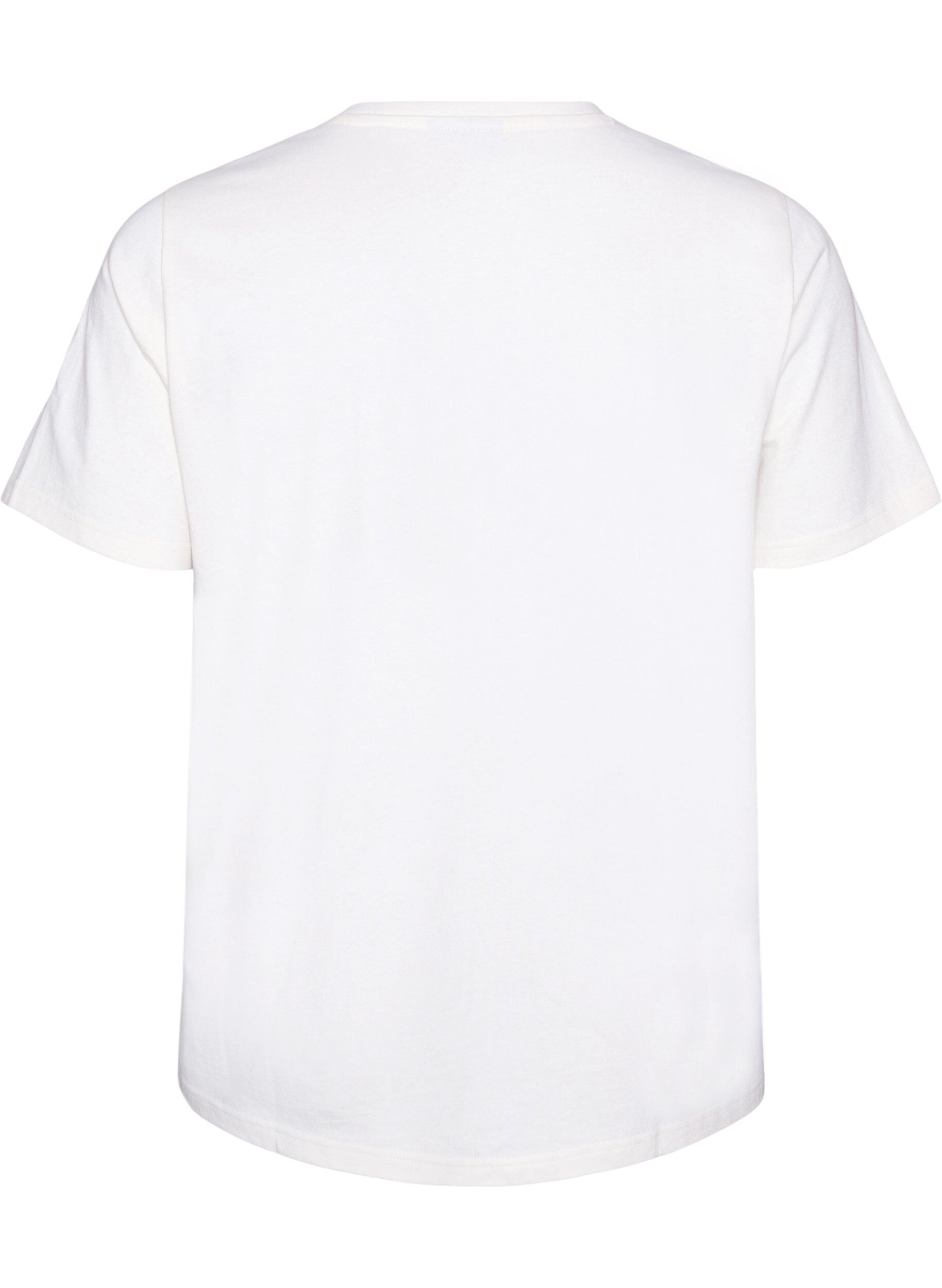 ZizziPuuvillainen T-paita tekstiprintill&auml;, Valkoinen, Packshot image number 1