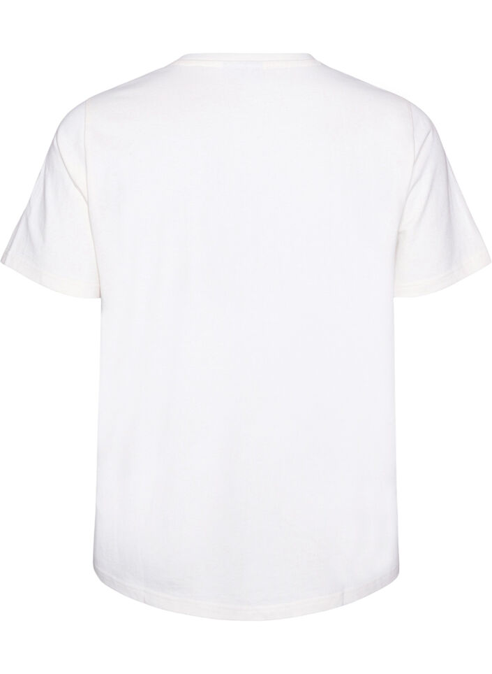 Puuvillainen T-paita tekstiprintill&auml;, Valkoinen, Packshot image number 1