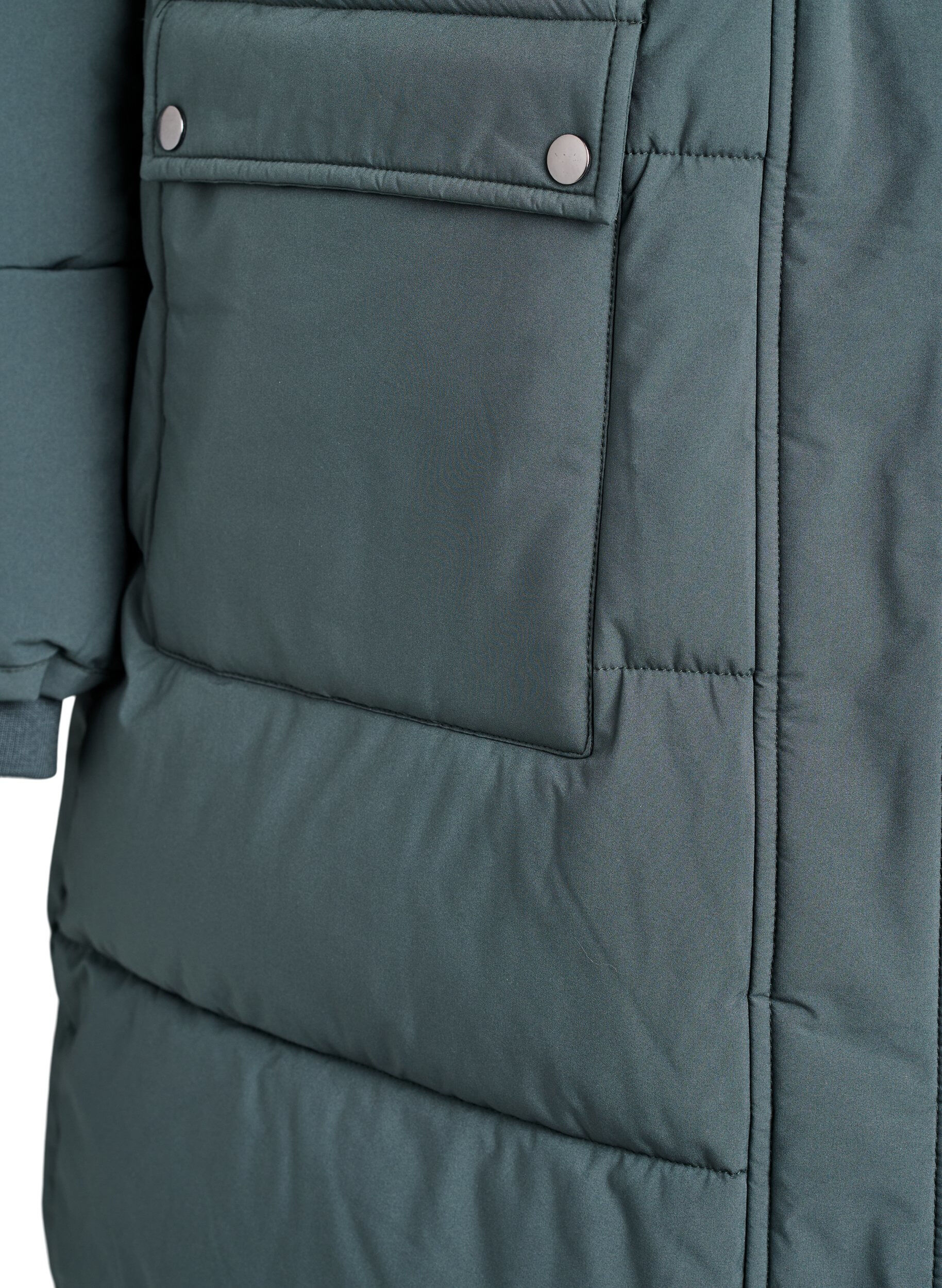 Zizzi Vedenkest&auml;v&auml; parka tekoturkiskauluksella, Vihre&auml;, Packshot image number 3