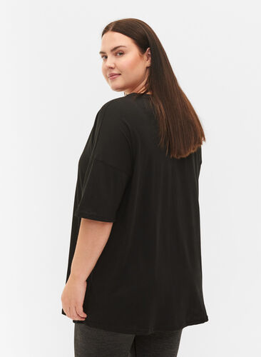 Puuvillainen t-paita painatuksella, Black/Dubarry, Model image number 1