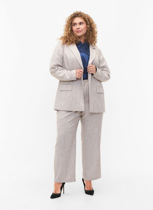 Melange-housut kuminauhalla ja nappikiinnityksellä, String, Model image number 0