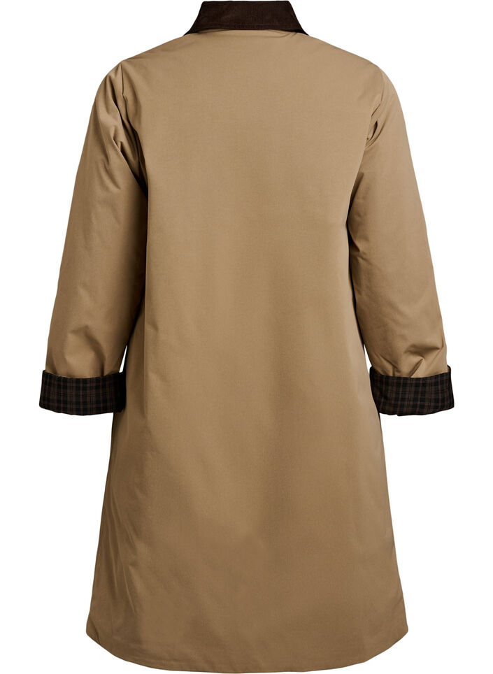 Puolimittainen takki vakosamettikauluksella, Beige, Packshot