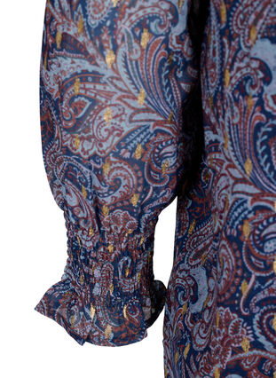 Kuosillinen, v-aukkoinen pusero pitkillä hihoilla, Blue Paisley AOP, Packshot image number 3