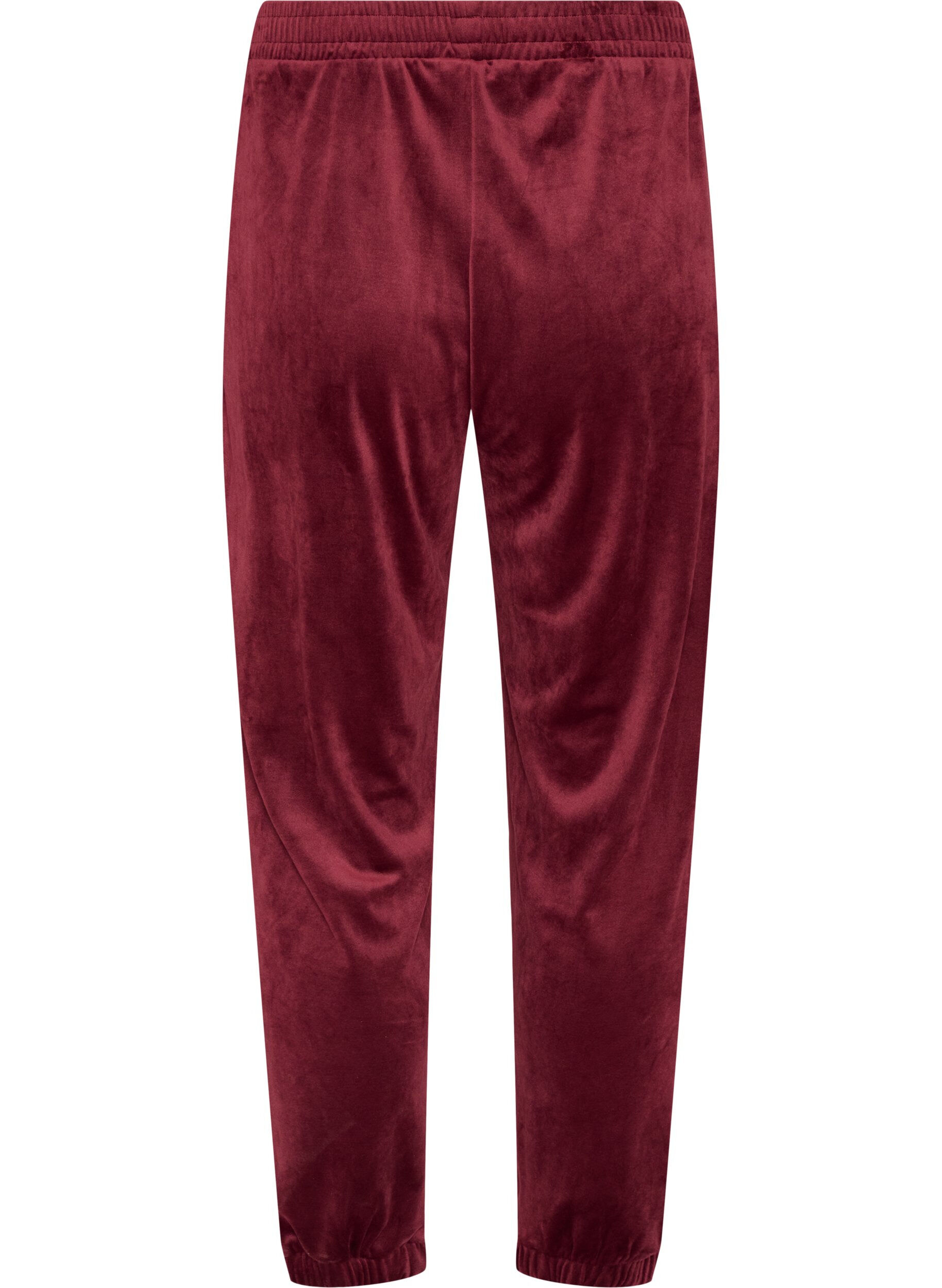 ZizziRennot velourhousut, Punainen, Packshot image number 1