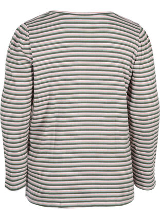 Raidallinen pusero pitkillä hihoilla , Rosa/Green Stripe, Packshot image number 1