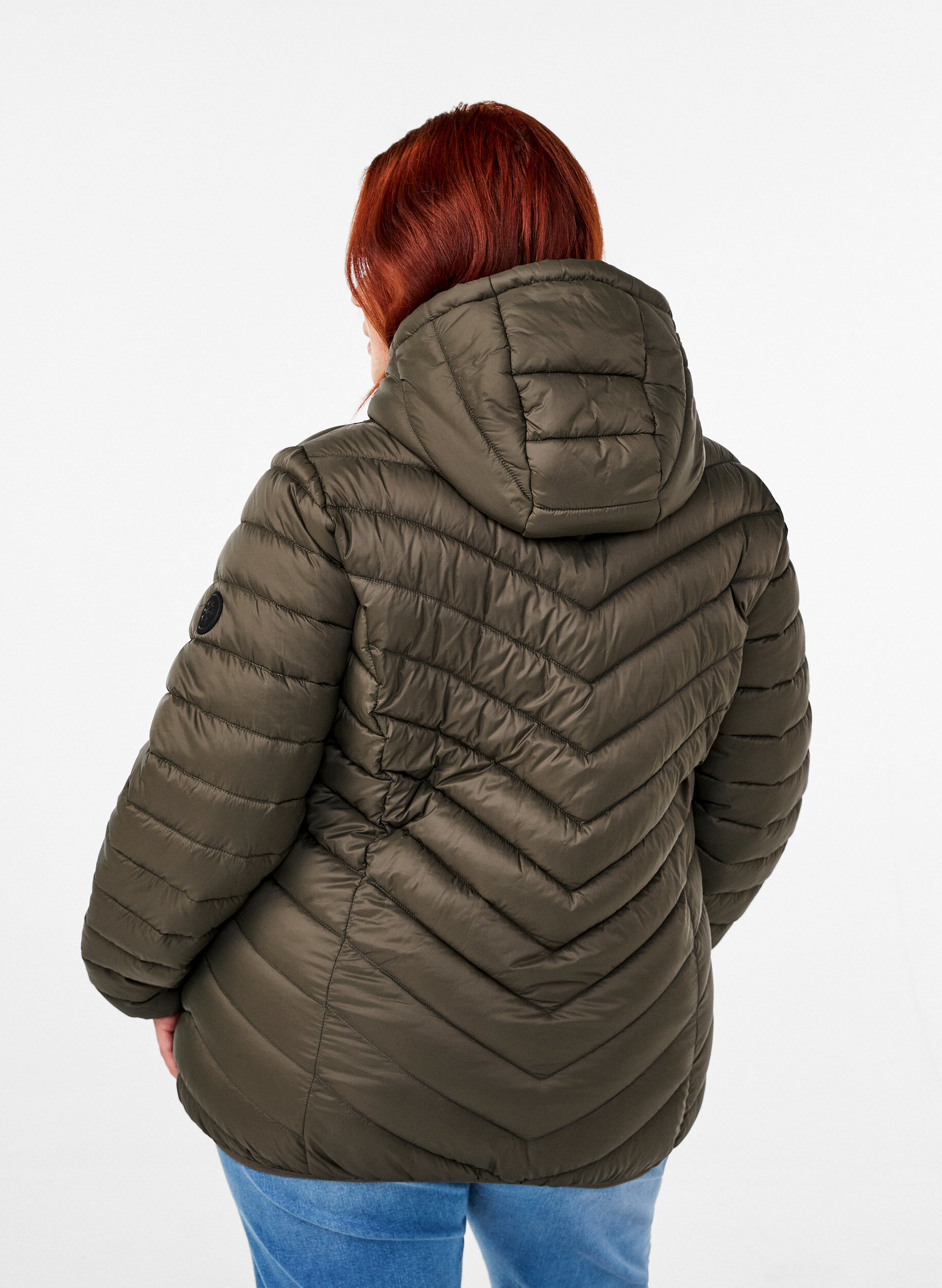 ZizziKevyt takki hupulla, Vihre&auml;, Model image number 2