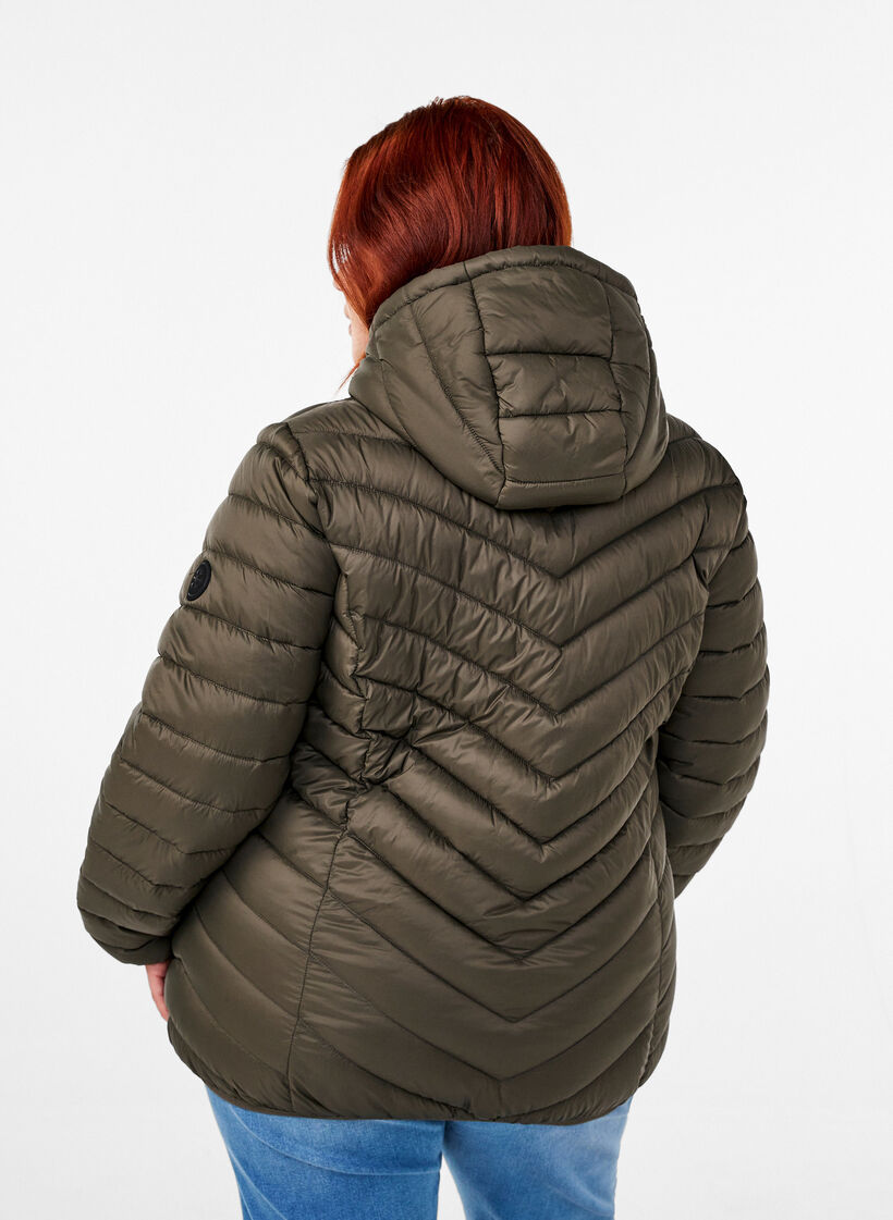 Kevyt takki hupulla, Vihre&auml;, Model image number 2