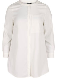 Pitkä yksivärinen paita rintataskulla, Warm Off-white