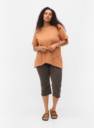 Puuvillainen t-paita lyhyillä hihoilla, Pecan Brown, Model image number 2