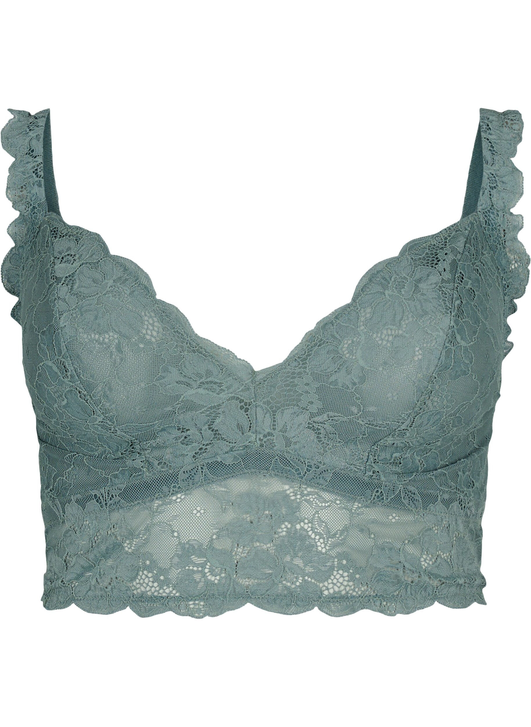 Zizzi Pitsinen bralette ilman kaaritukea, Balsam Green Ass, Packshot image number 0