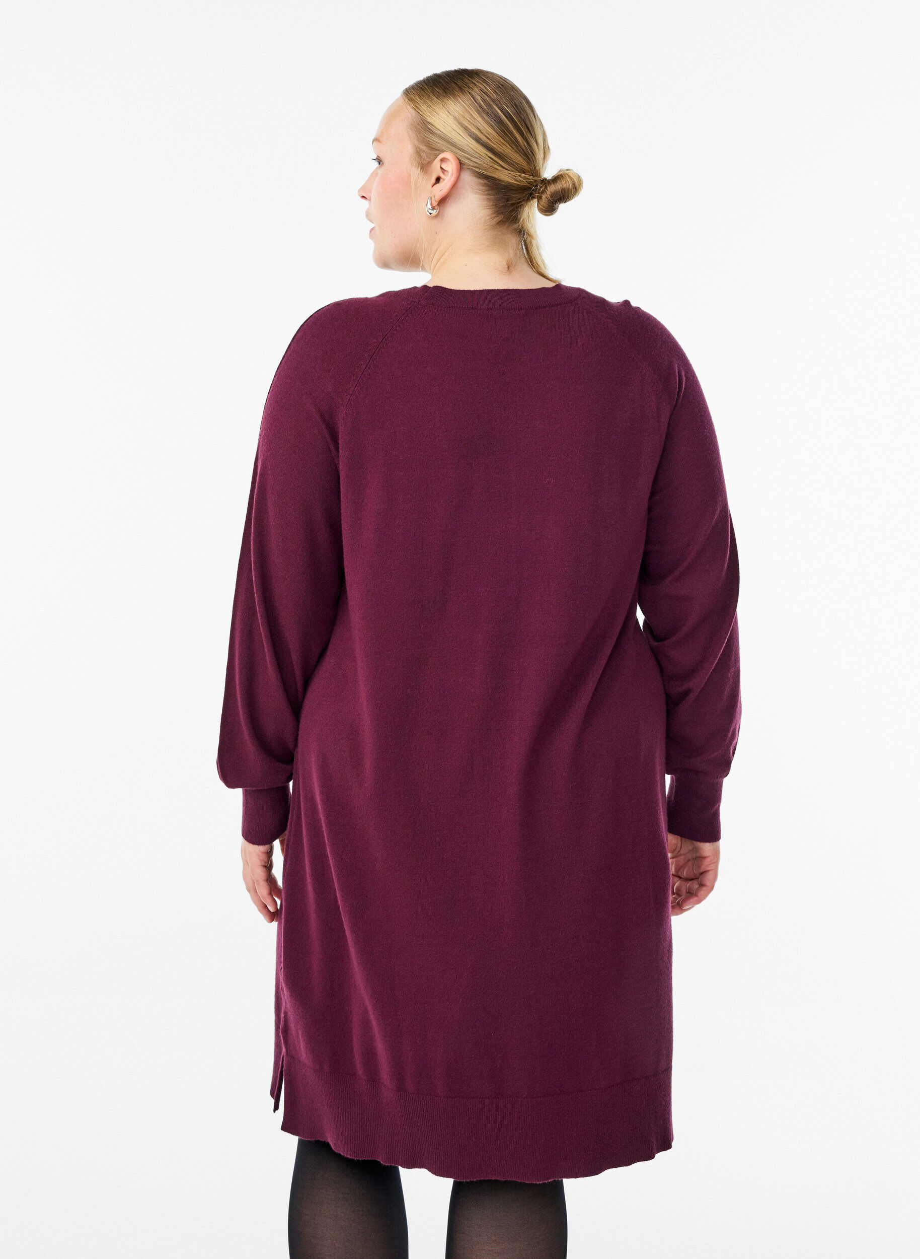ZizziLyhyt neulemekko raglanhihoilla ja keskisaumalla, Punainen, Model image number 2