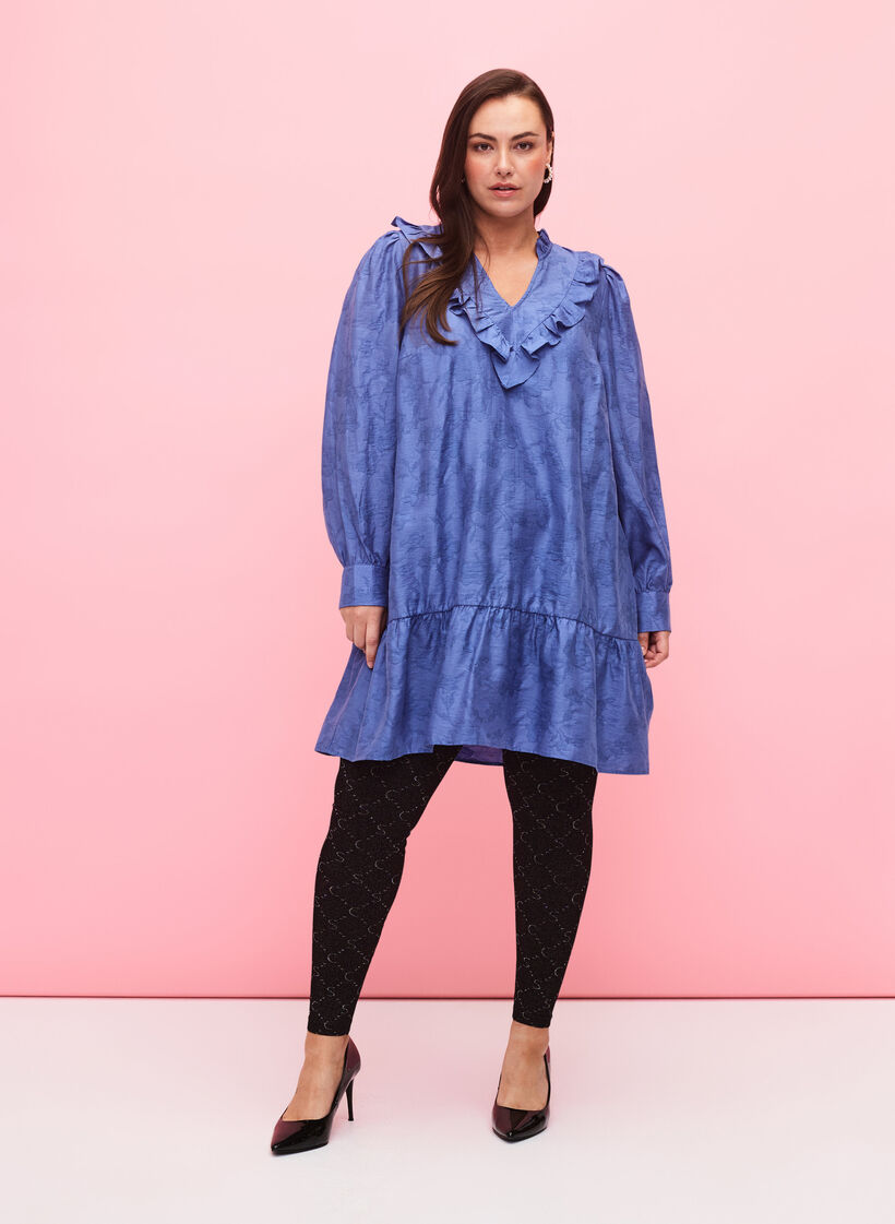 Saumattomat leggingsit hopeanvärisellä kuviolla, Black, Model image number 2