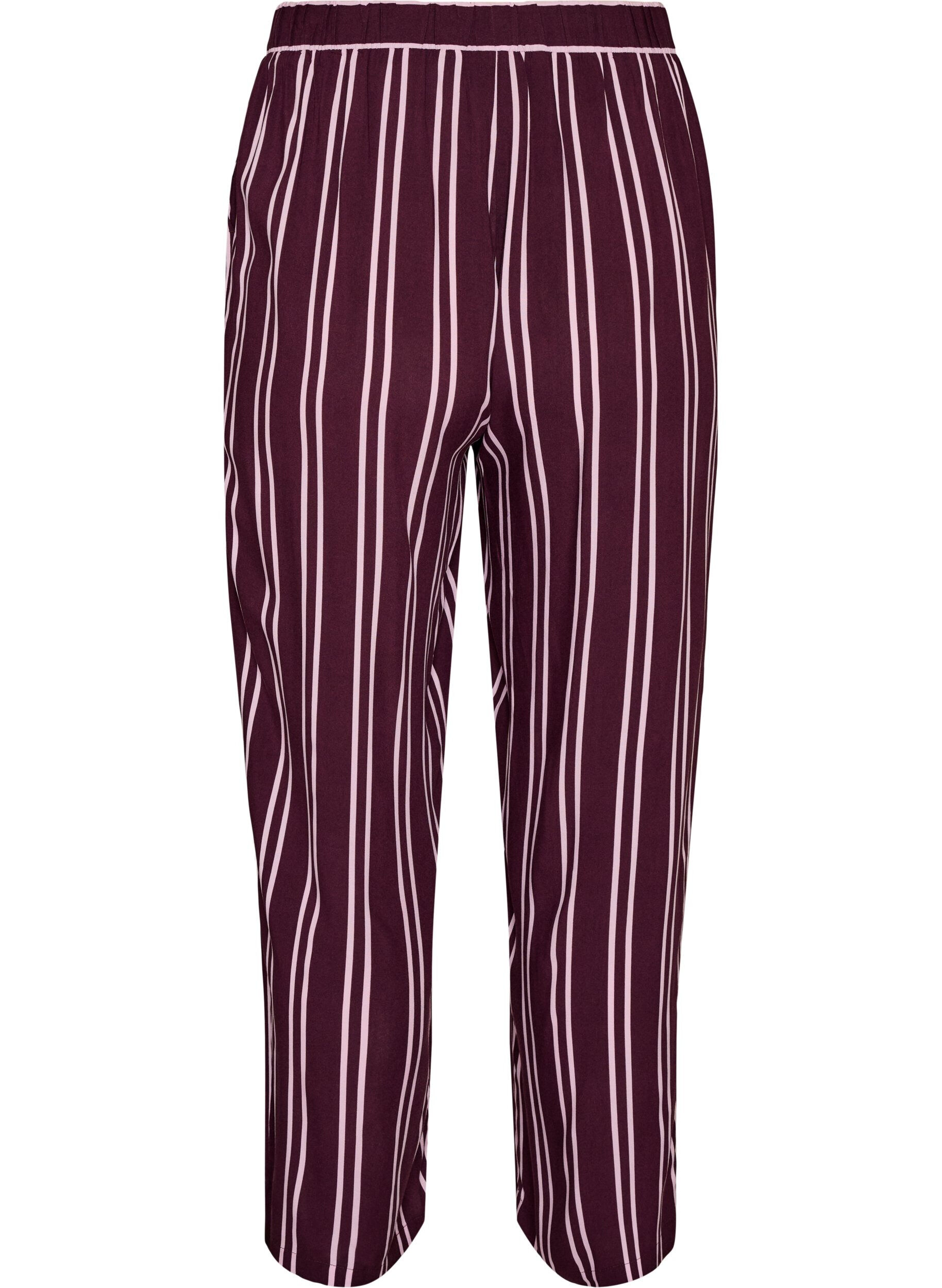 ZizziRennot raidalliset pyjamahousut, Tumma Bordeaux, Packshot image number 1