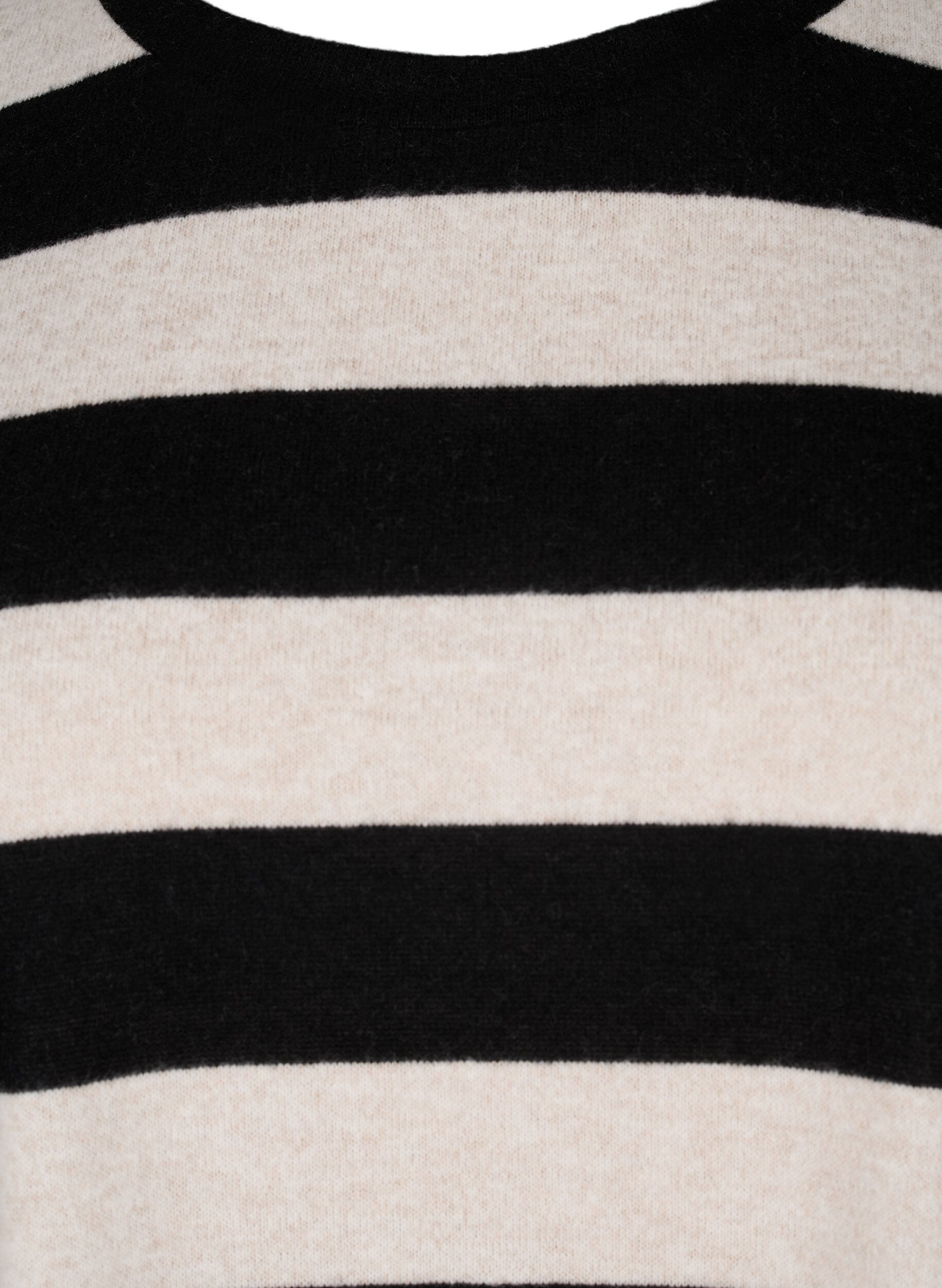Zizzi Pitk&auml;hihainen raidallinen pusero, Bl. Beige Mel.Stripe, Packshot image number 2