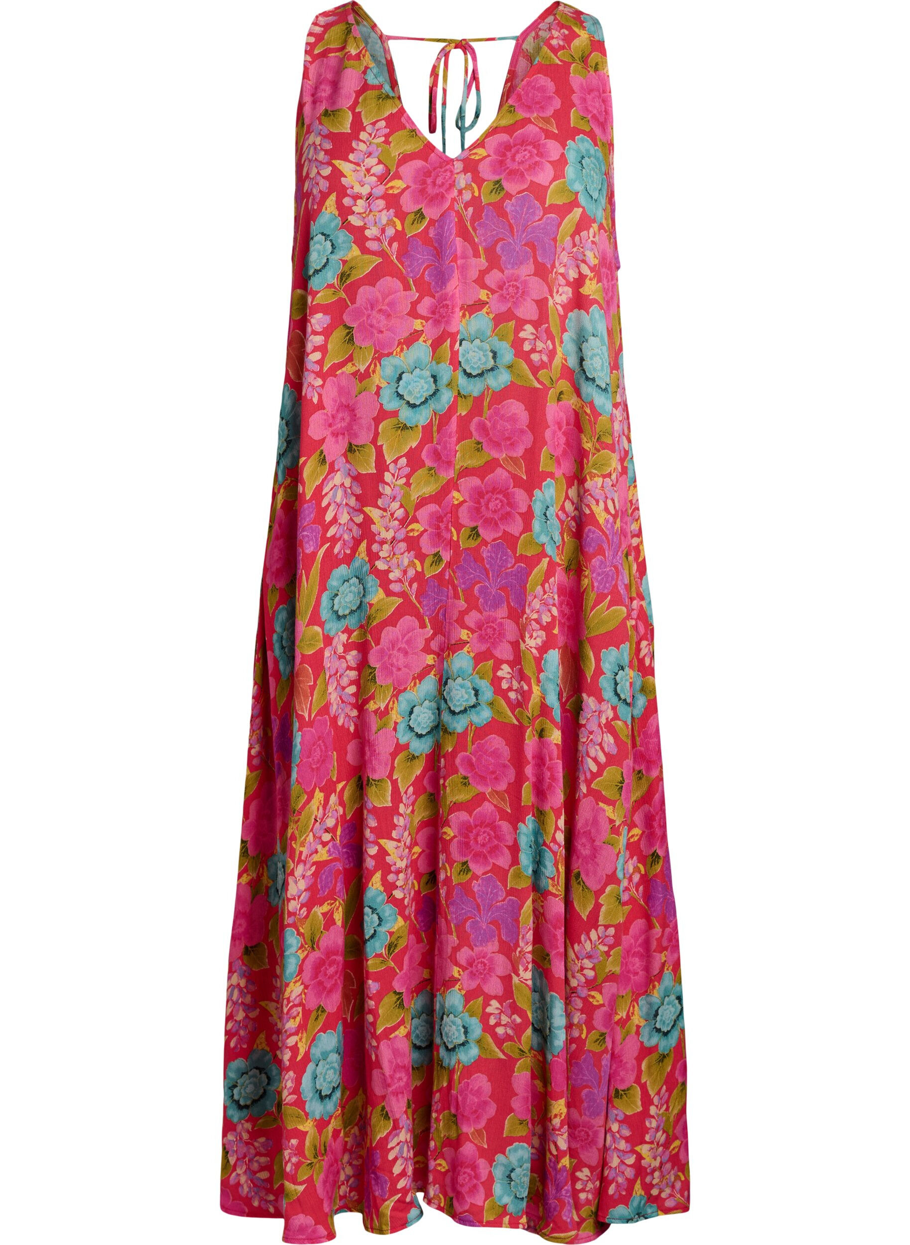 Zizzi Hihaton A-linjainen maksimekko V-p&auml;&auml;ntiell&auml;, Punainen, Packshot image number 0