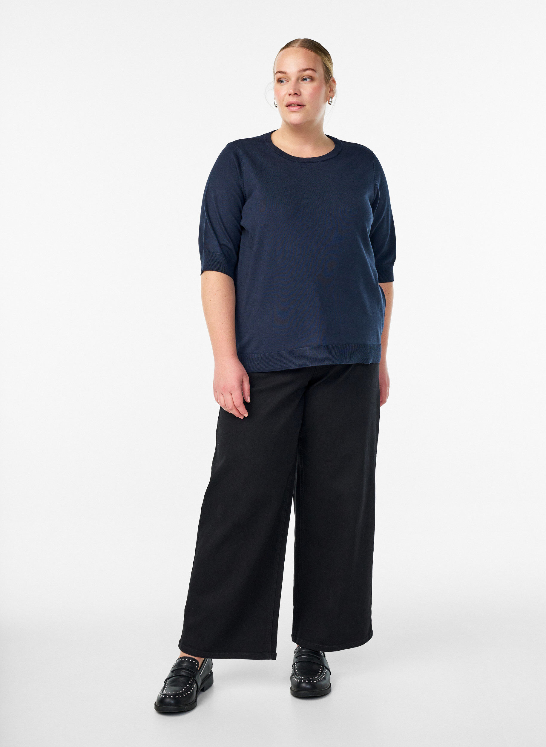 ZizziHienoneulepusero lyhyill&auml; hihoilla, Sininen, Model image number 1