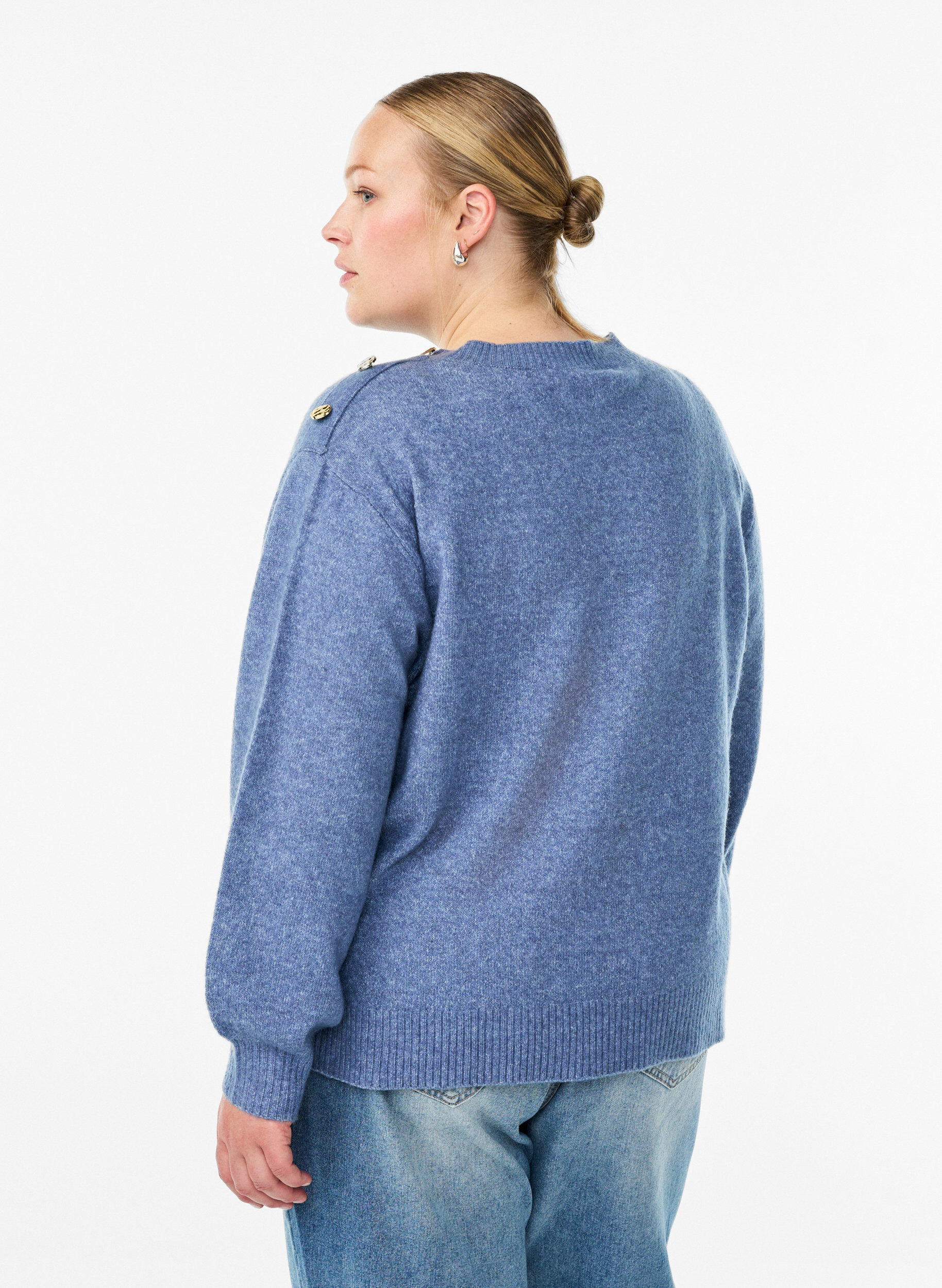 ZizziNeulepusero nappiyksityiskohdalla, Sininen, Model image number 2
