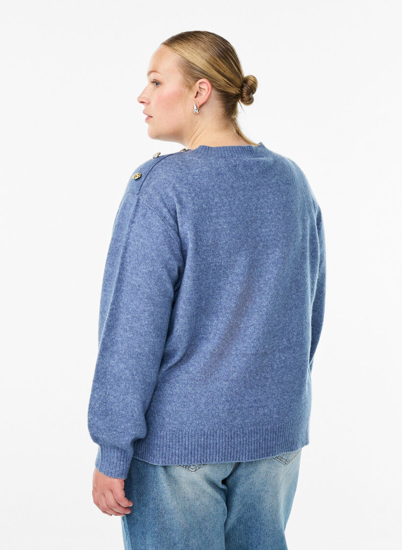 Neulepusero nappiyksityiskohdalla, Sininen, Model image number 2