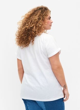 Ekologisesta puuvillasta valmistettu t-paita painatuksella, Bright White, Model image number 1