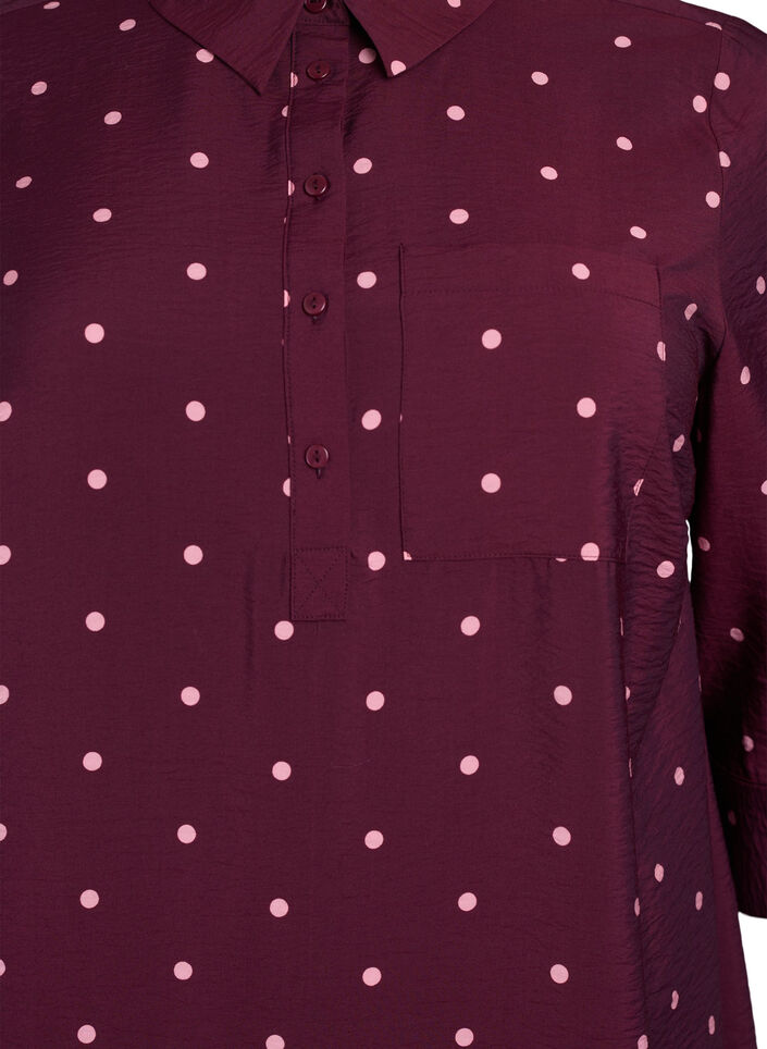 Lyhyt mekko kauluksella ja rintataskulla, Punainen, Packshot image number 2