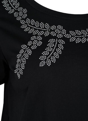 Puuvillainen t-paita koristekivillä, Black Stone, Packshot image number 2
