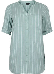 Raidallinen paita v-aukolla, Balsam Green Stripe