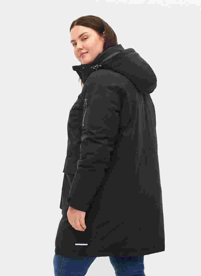 Talvitakki irroitettavalla hupulla ja taskuilla, Black, Model image number 1