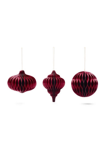 3 joulukoristetta magneettikiinnityksellä, Wine Red, Packshot image number 0