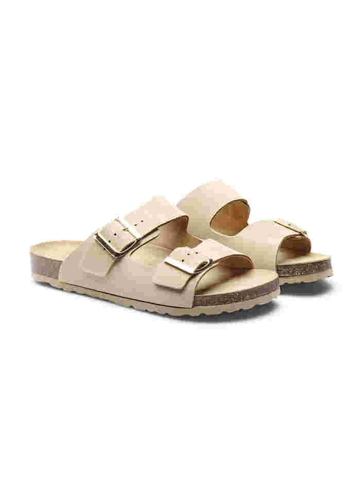 Mokkanahkaiset sandaalit leveässä mallissa, Almond, Packshot image number 3