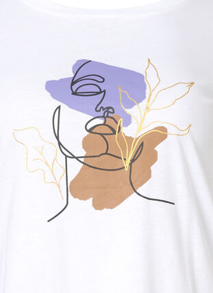 Puuvillainen t-paita pyöreällä pääntiellä ja painatuksella, Bright White FACE, Packshot image number 2