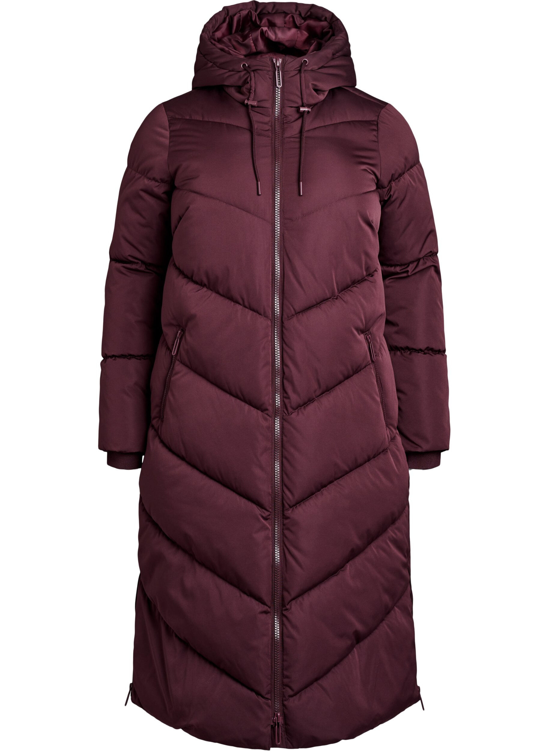 ZizziPitk&auml; toppatakki, jossa huppu ja taskut, Tumma Bordeaux, Packshot image number 0